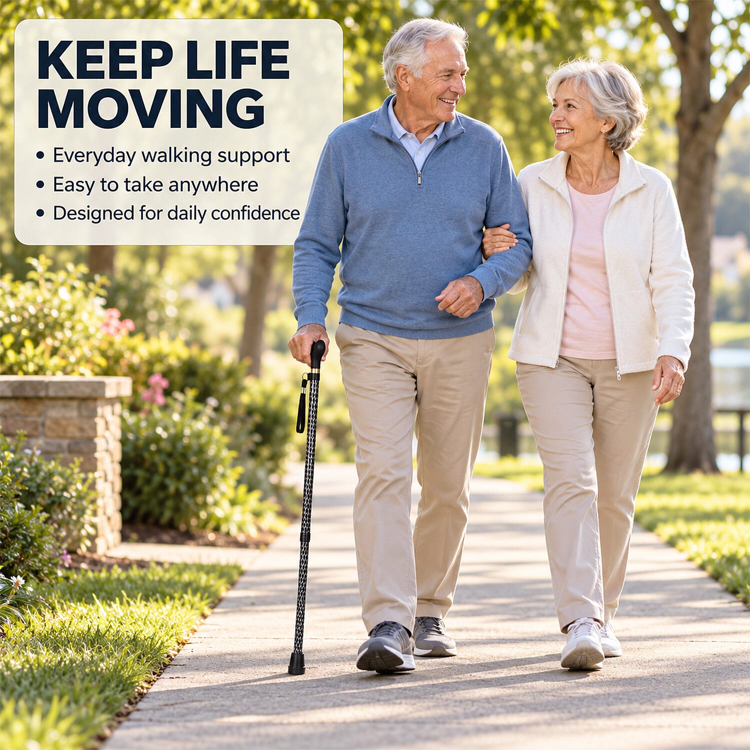Livmore Black Adjustable Walking Cane