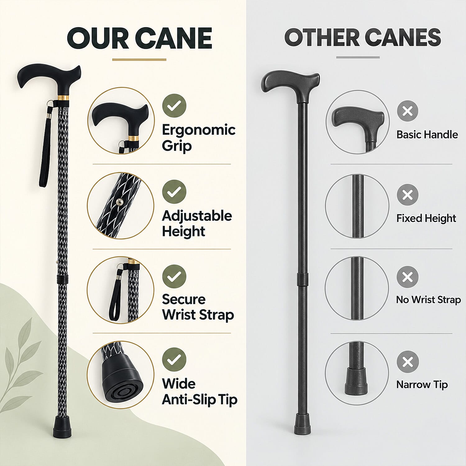 Livmore Black Adjustable Walking Cane