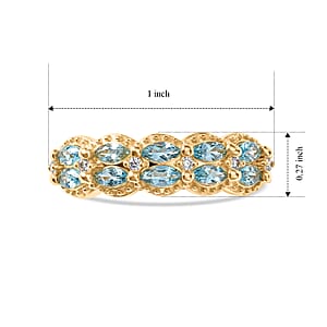 EverTrue Premium Betroka Blue Apatite and White Zircon 1.00 ctw River Flow Ring in 18K YG Plated (Size 10.0)