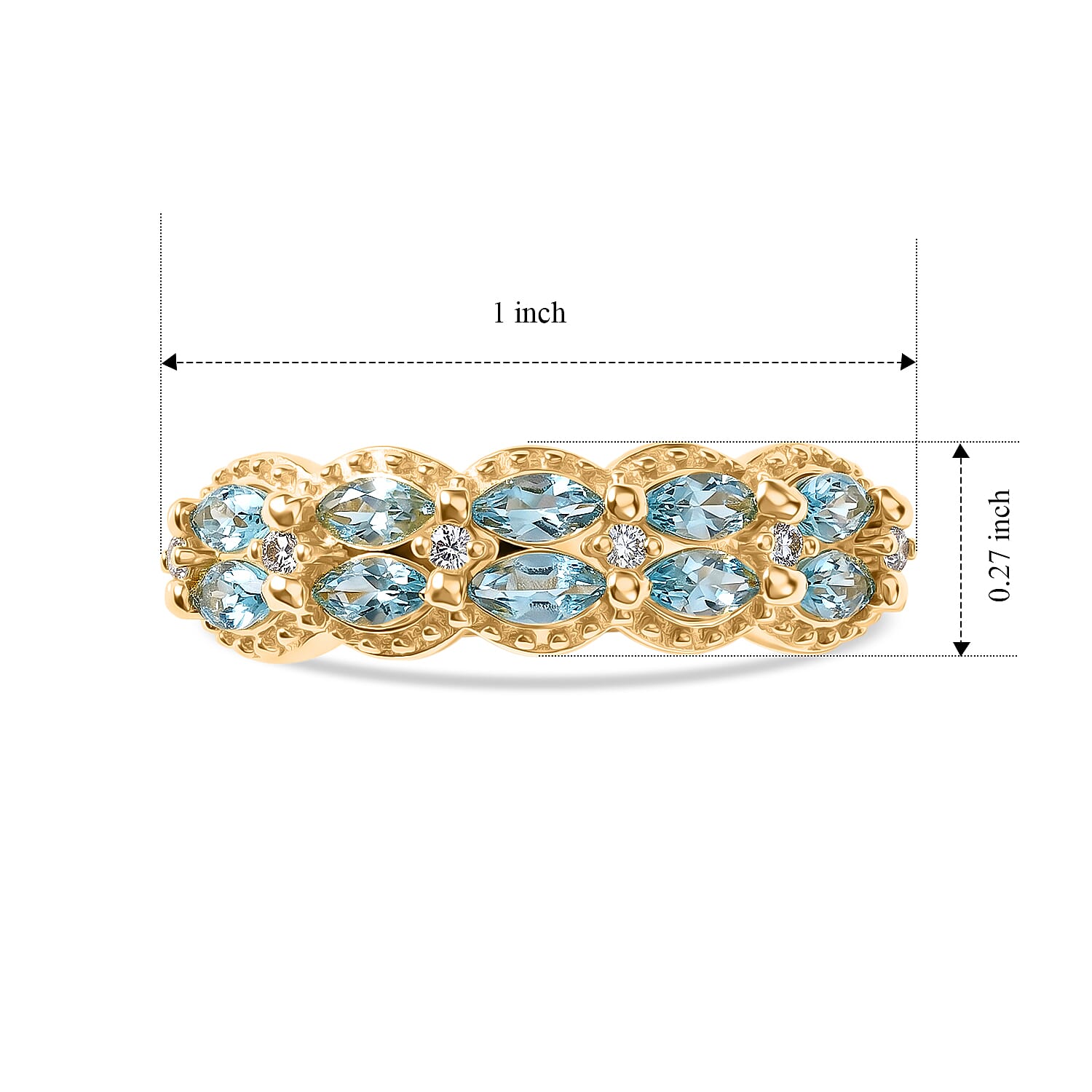 EverTrue Premium Betroka Blue Apatite, White Zircon Ring in 18K YG Plated (Size 5.0) 1.00 ctw