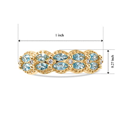 EverTrue Premium Betroka Blue Apatite and White Zircon 1.00 ctw River Flow Ring in 18K YG Plated (Size 5.0) (Ships in 10-12 Days)