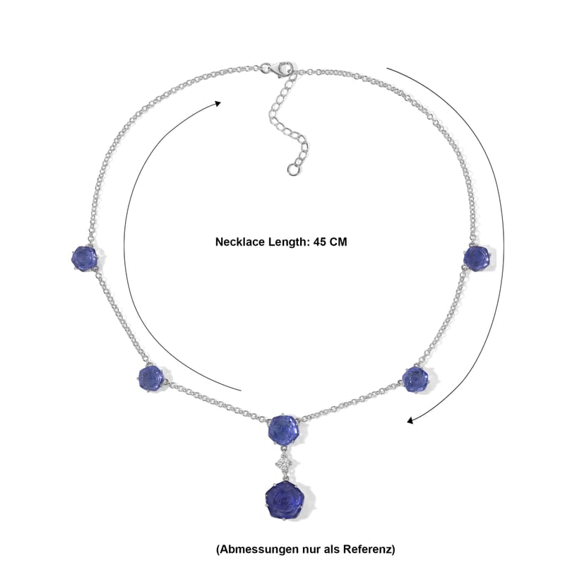 GP Purple Murano Style and White Zircon 0.25 ctw Necklace in Rhodium Over Sterling Silver (18-20 Inches)