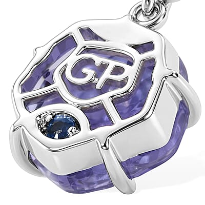 GP Purple Murano Style and White Zircon 0.15 ctw Earrings in Rhodium Over Sterling Silver