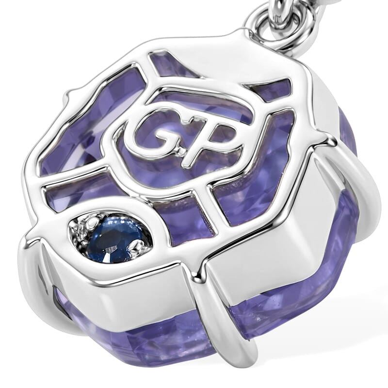 GP Purple Murano Style and White Zircon 0.15 ctw Earrings in Rhodium Over Sterling Silver