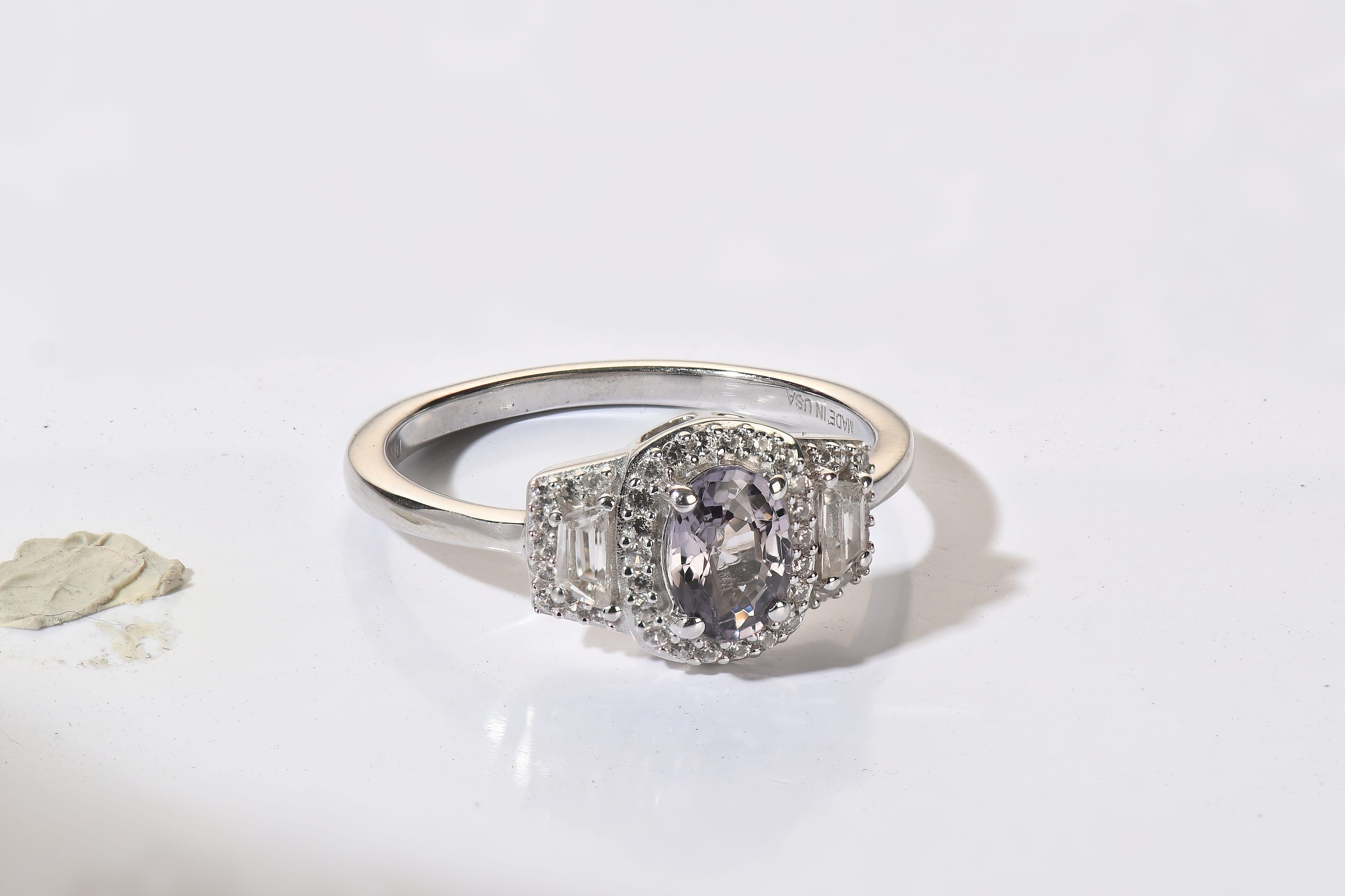 D'Joy Premium Platinum Spinel, White Zircon Ring in Rhodium Over Sterling Silver (Size 6.0) 1.50 ctw
