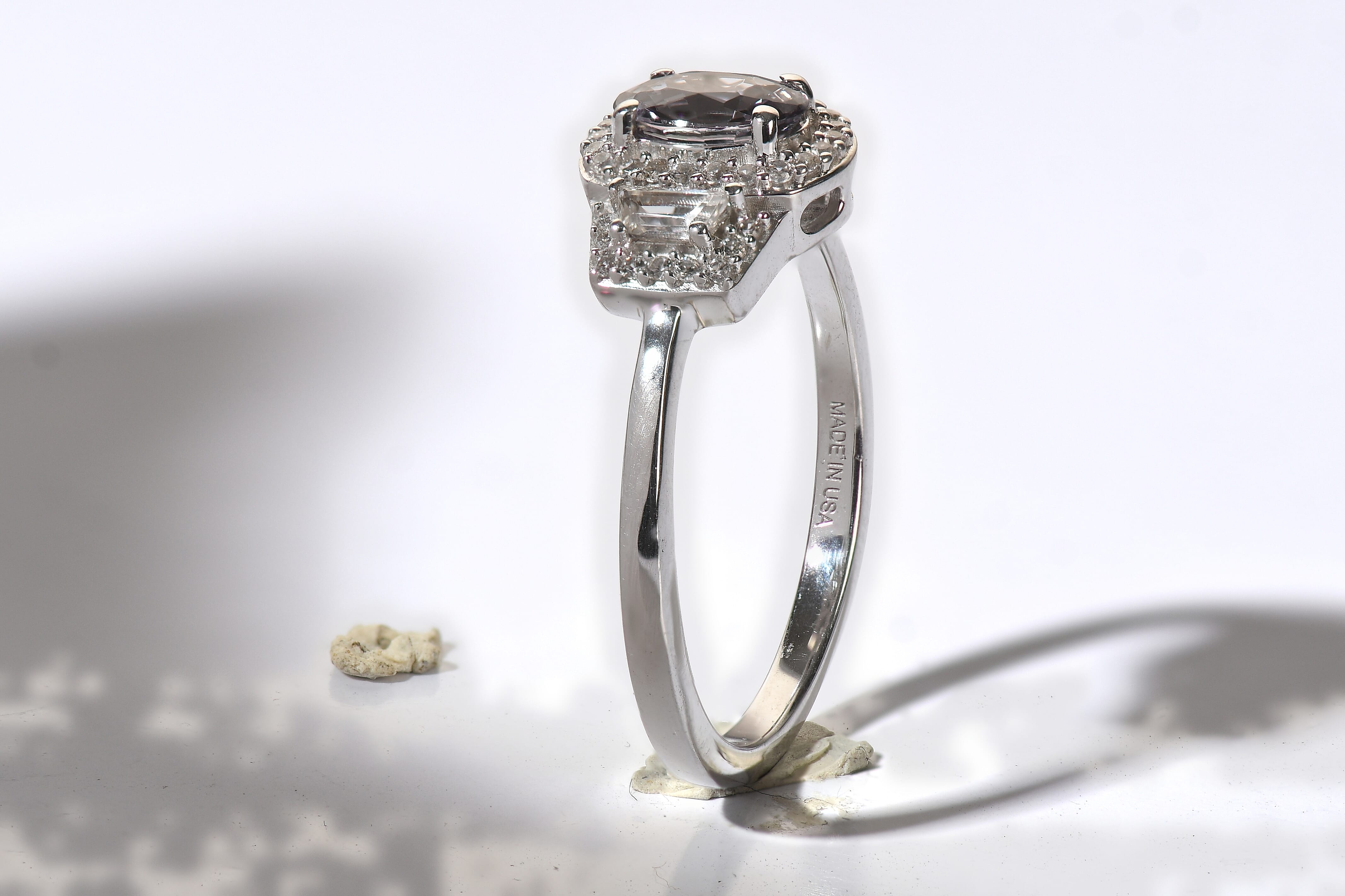 D'Joy Premium Platinum Spinel, White Zircon Ring in Rhodium Over Sterling Silver (Size 6.0) 1.50 ctw