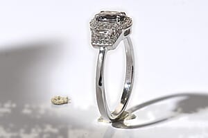 D'Joy Premium Platinum Spinel, White Zircon Ring in Rhodium Over Sterling Silver (Size 10.0) 1.50 ctw