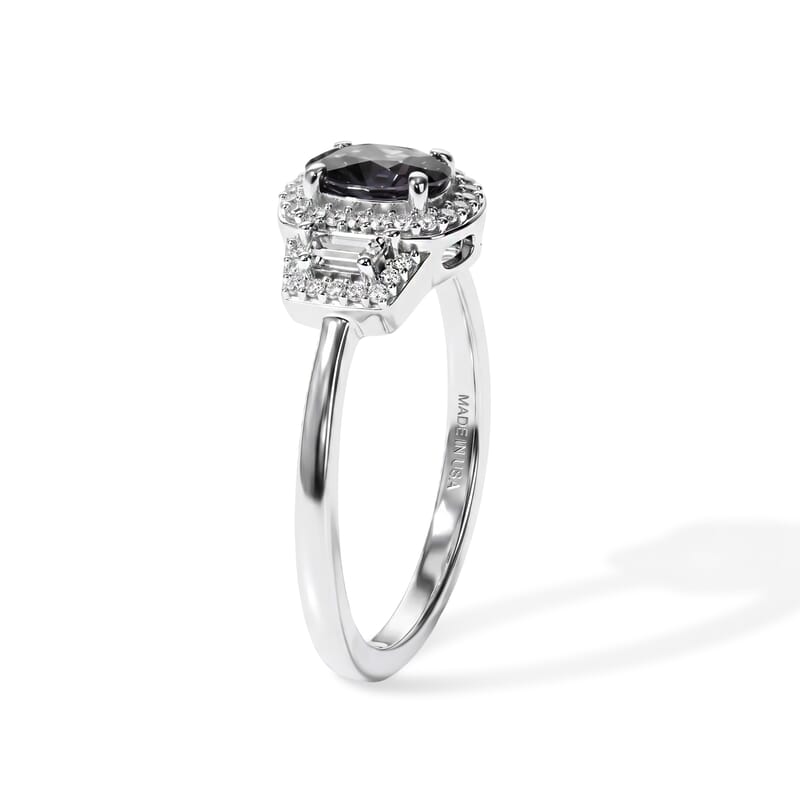 D'Joy Premium Platinum Spinel, White Zircon Ring in Rhodium Over Sterling Silver (Size 6.0) 1.50 ctw