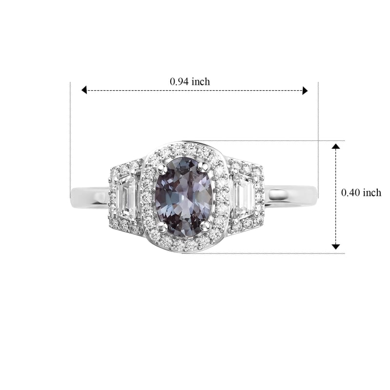 D'Joy Premium Platinum Spinel, White Zircon Ring in Rhodium Over Sterling Silver (Size 6.0) 1.50 ctw