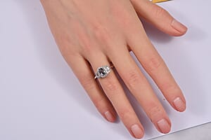 D'Joy Premium Platinum Spinel, White Zircon Ring in Rhodium Over Sterling Silver (Size 10.0) 1.50 ctw