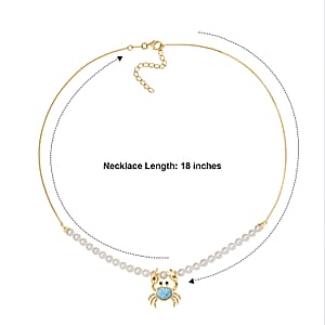 GP Trionfo Collection AAA Larimar and Multi Gemstone 2.40 ctw Crab Necklace in 18K Vermeil Yellow Gold Over Sterling Silver 18 Inches