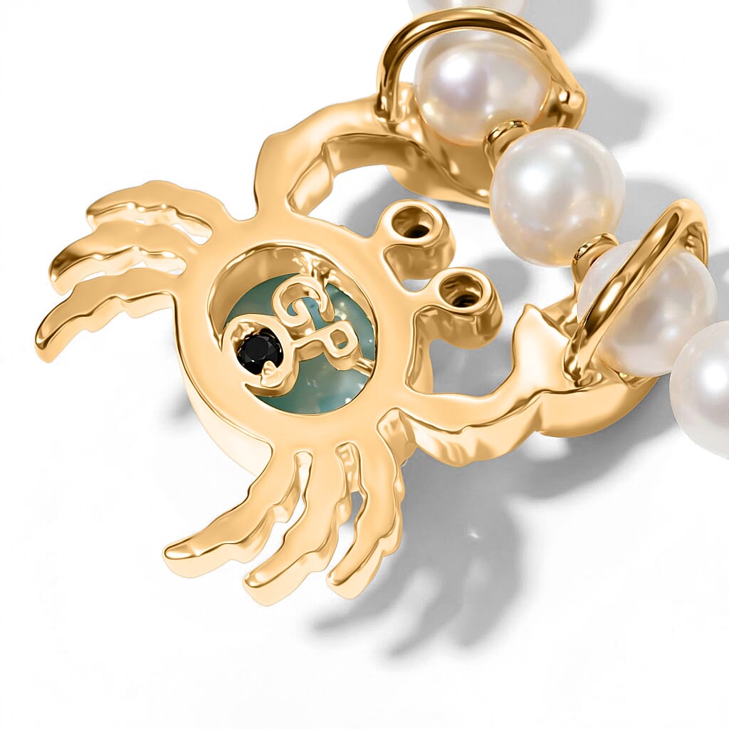 GP Trionfo Collection AAA Larimar and Multi Gemstone 2.40 ctw Crab Necklace in 18K Vermeil Yellow Gold Over Sterling Silver 18 Inches