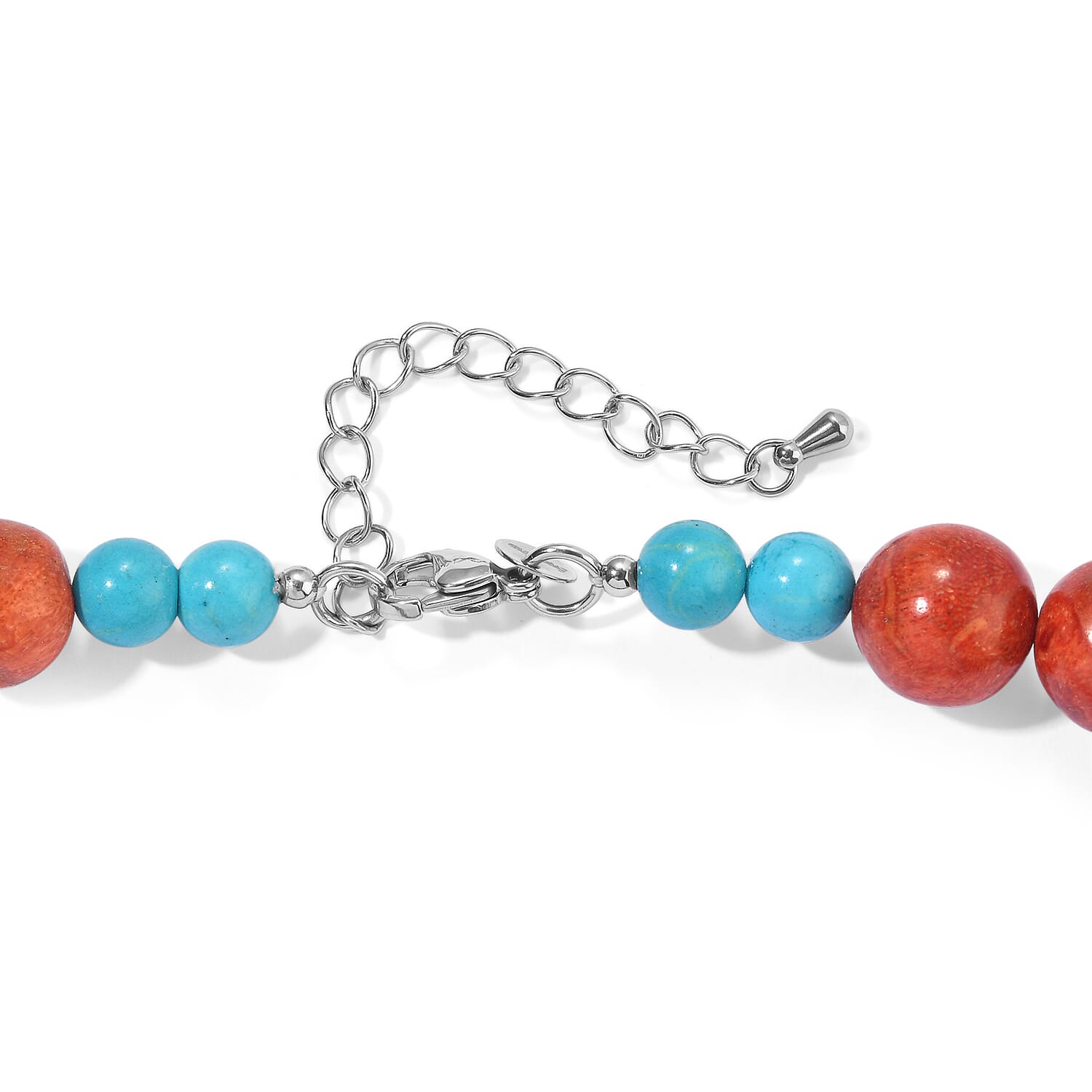 EverTrue Magnesite and Sponge Coral 55.00 ctw Beaded Necklace in Stainless Steel 18-20 Inches