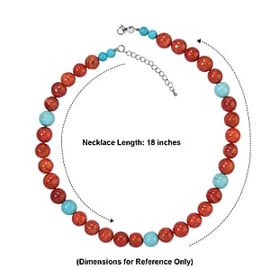 EverTrue Magnesite and Sponge Coral 55.00 ctw Beaded Necklace in Stainless Steel 18-20 Inches
