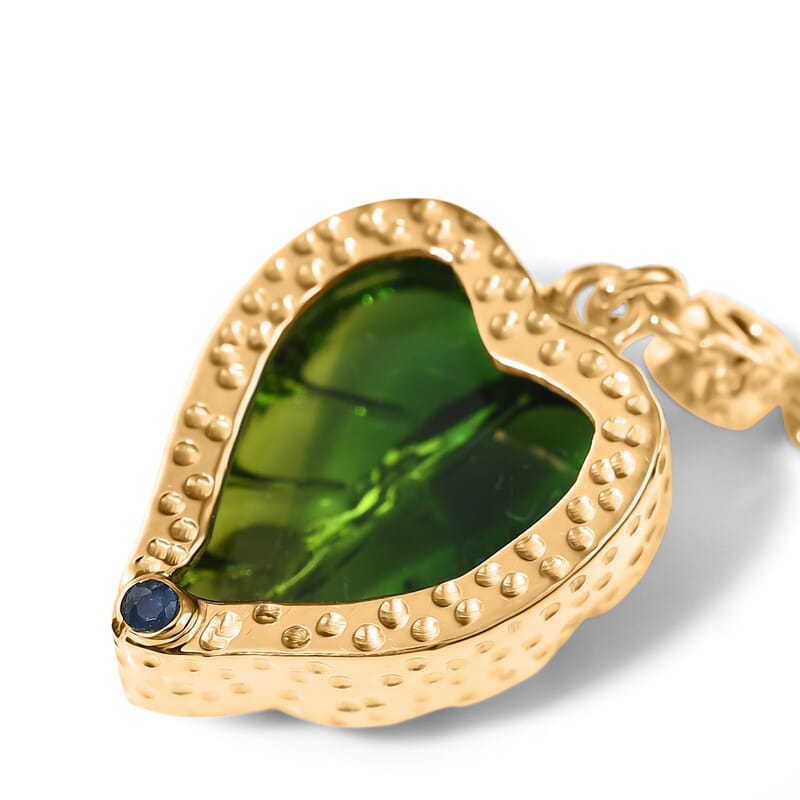GP Green Murano Style and White Zircon 0.20 ctw Fancy Necklace in 18K Vermeil Yellow Gold Over Sterling Silver 18-20 Inches