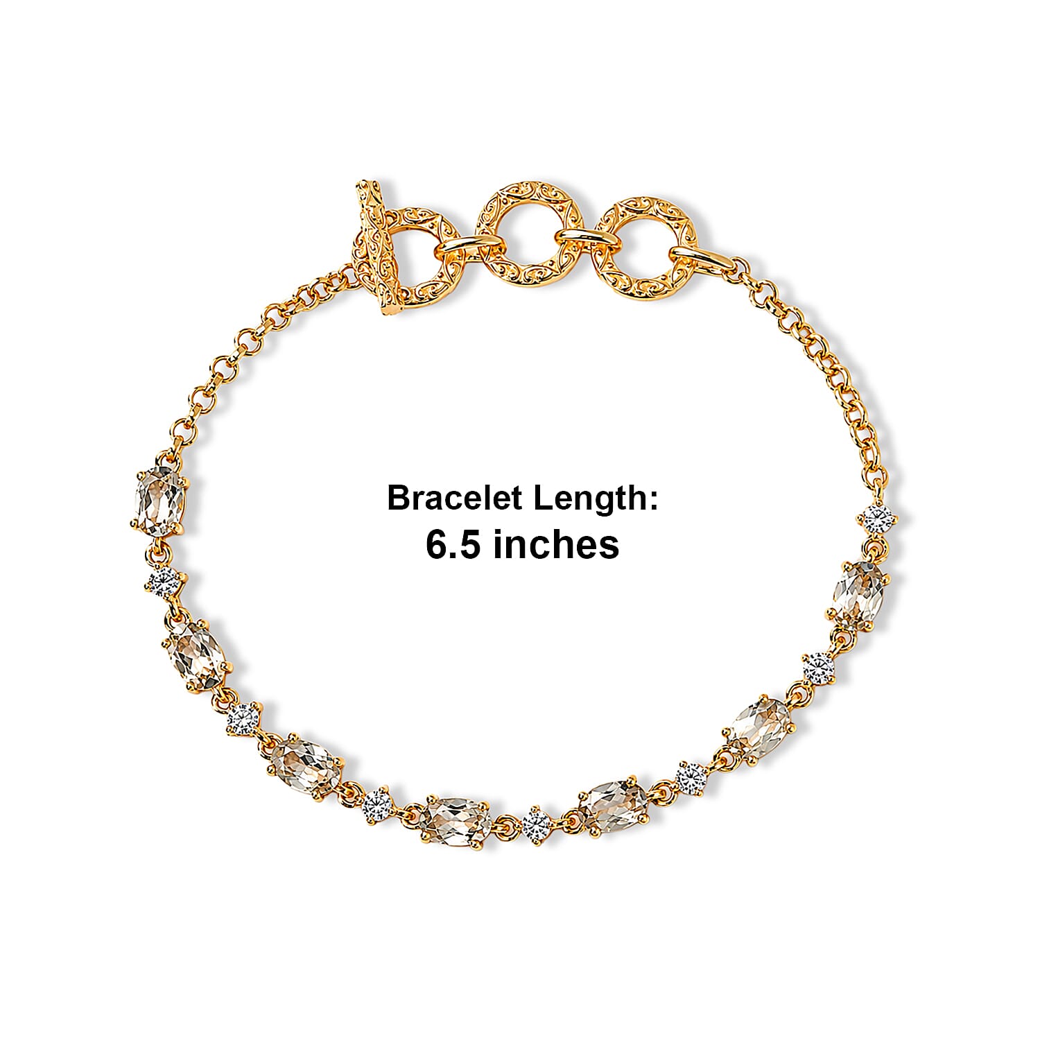 D'Joy AAA Turkizite and Moissanite 4.40 ctw Mystic Lumina Bracelet in 18K Vermeil Yellow Gold Over Sterling Silver (6.50 In)