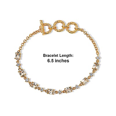 D'Joy AAA Turkizite and Moissanite 4.40 ctw Mystic Lumina Bracelet in 18K Vermeil Yellow Gold Over Sterling Silver (6.50 In)