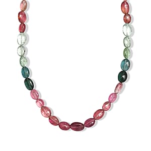 D'Joy Premium Multi-Tourmaline 62.00 ctw Beaded Necklace in 18K Vermeil Yellow Gold Over Sterling Silver 18-20 Inches 
