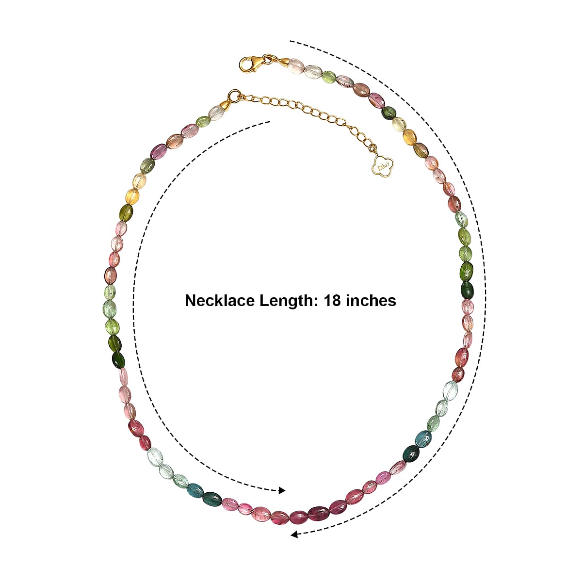 D'Joy Premium Multi-Tourmaline 62.00 ctw Beaded Necklace in 18K Vermeil Yellow Gold Over Sterling Silver 18-20 Inches  image number 5