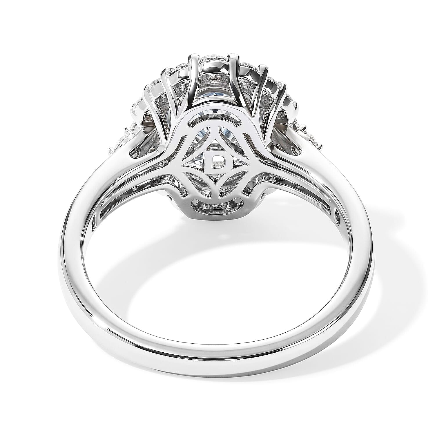 Certified & Appraised D'Joy Premium Santa Maria Aquamarine and Moissanite 1.35 ctw Ring in Rhodium Over Sterling Silver (Size  5.0)