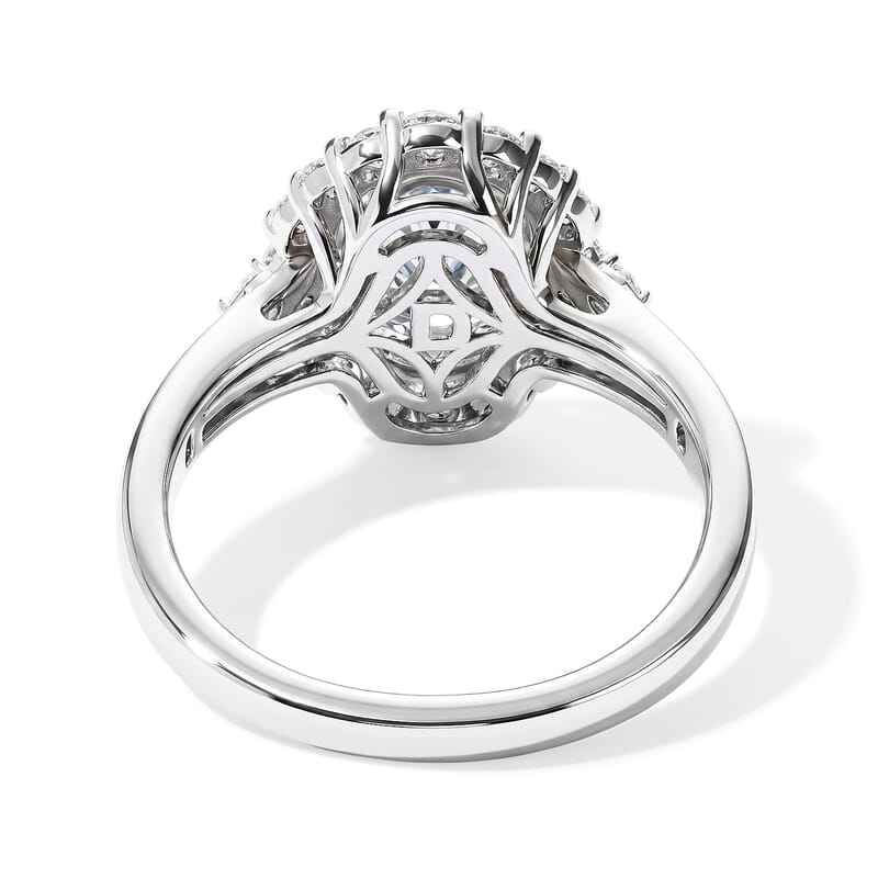 Certified & Appraised D'Joy Premium Santa Maria Aquamarine and Moissanite 1.35 ctw Ring in Rhodium Over Sterling Silver (Size  5.0)