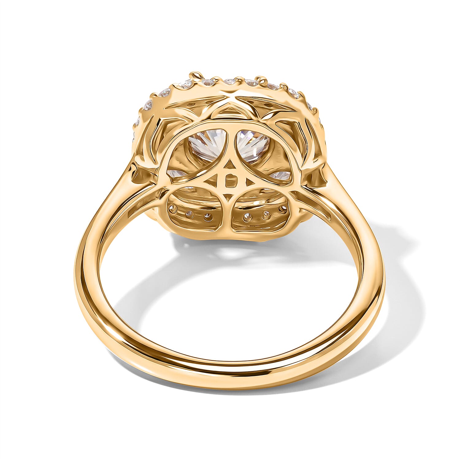 D'Joy Hanabi Cut Premium Turkizite and Moissanite 1.85 ctw Ring in 18K Vermeil Yellow Gold Over Sterling Silver (Size 7.0)