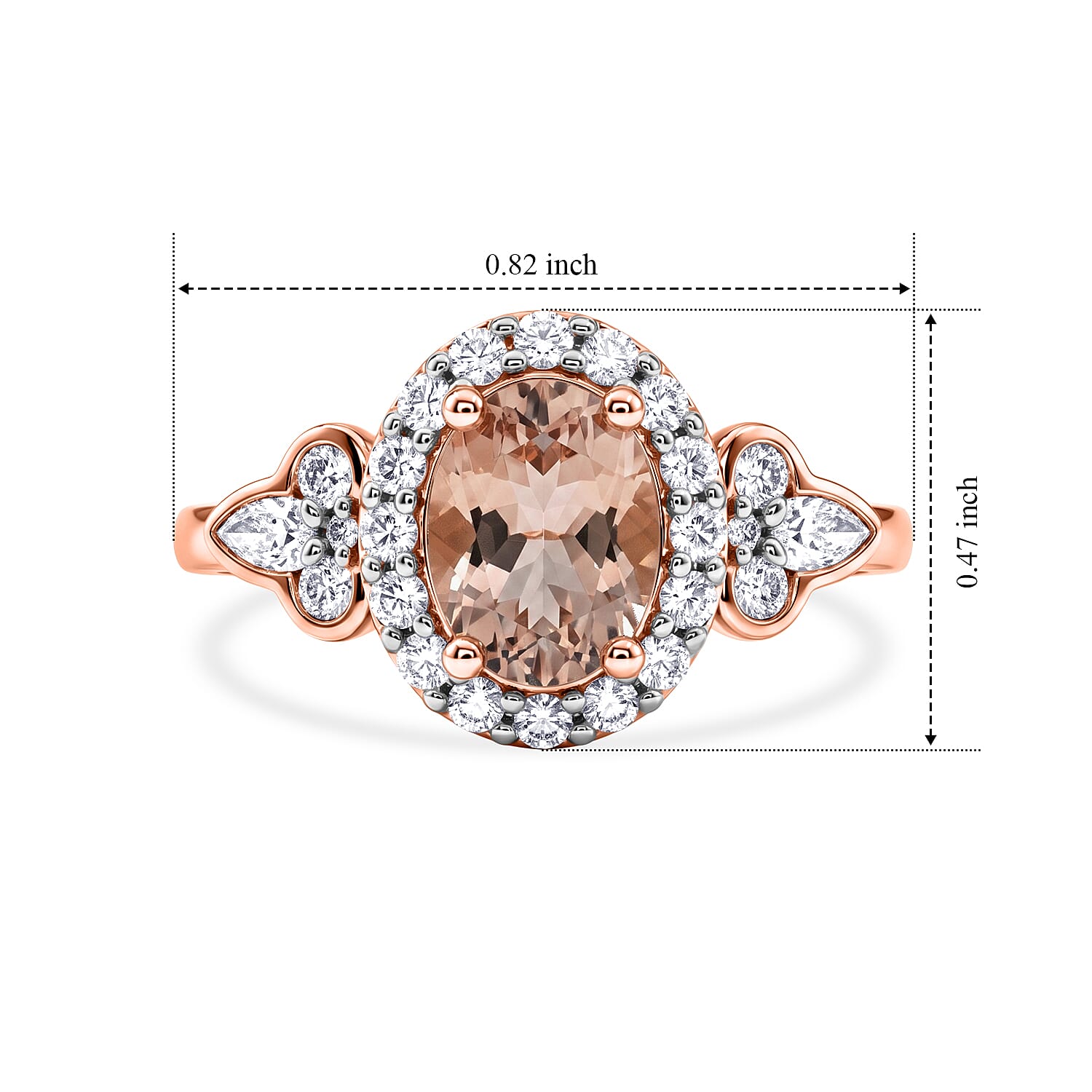 D'Joy AAA Marropino Morganite and Moissanite 1.60 ctw Ring in 18K Vermeil Rose Gold Over Sterling Silver (Size 6.0)