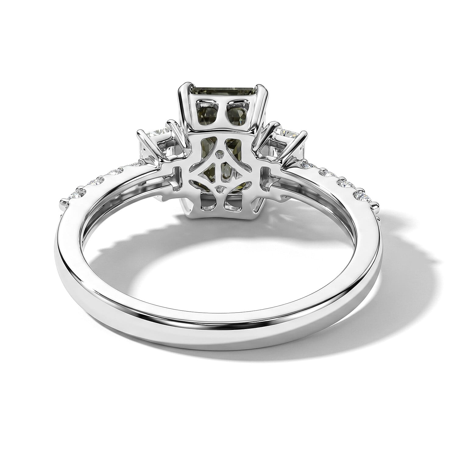 SGL Certified 950 Platinum Luxuriant Lab Grown Green Diamond (IR) and Lab Grown Diamond (E-F, VS) 2.60 ctw Verdant Regal Emerald Ring (Size 6.0)