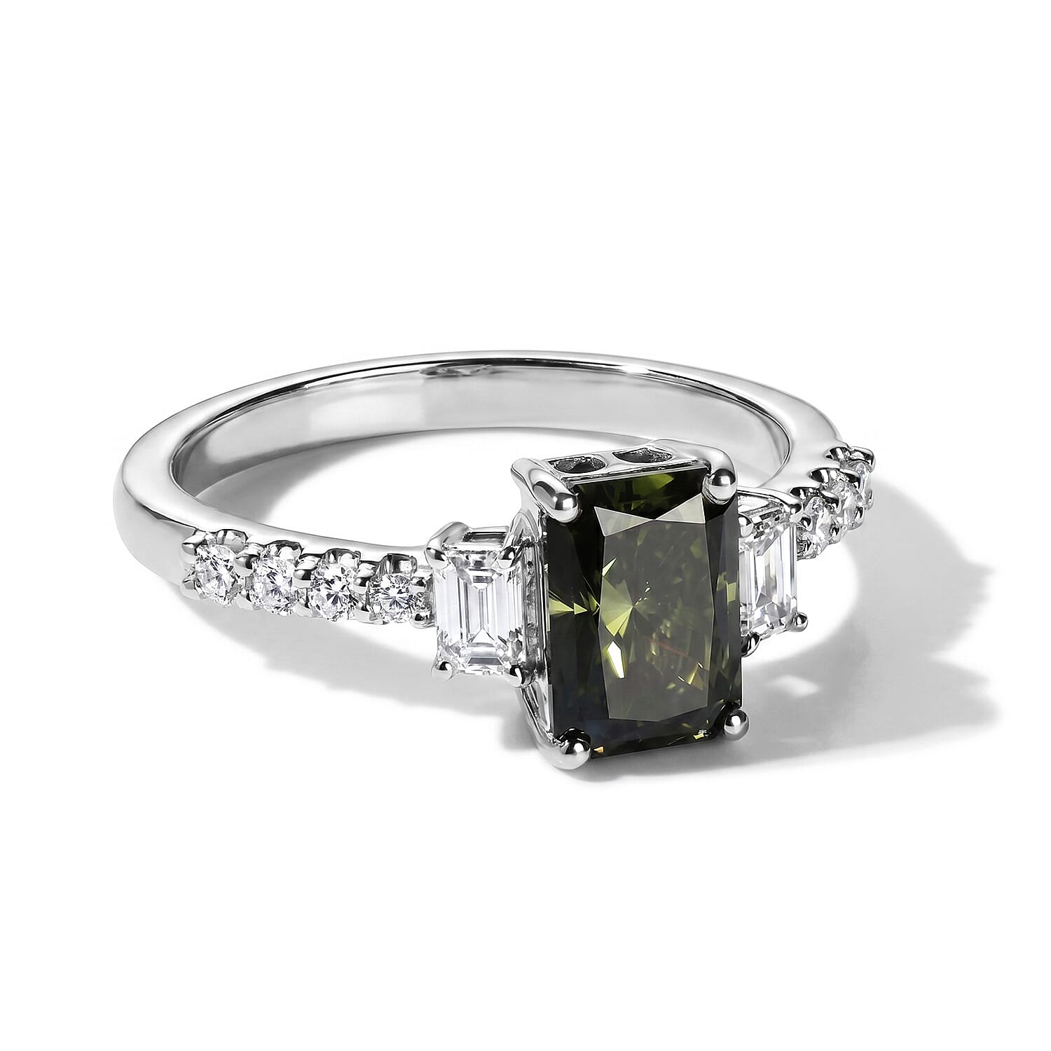 SGL Certified 950 Platinum Luxuriant Lab Grown Green Diamond (IR), Lab Grown Diamond (E-F, VS) Ring (Size 6.0) (5.87 g) 2.60 ctw