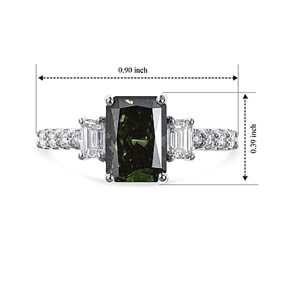 SGL Certified Luxuriant Lab Grown Green Diamond (IR) and Lab Grown Diamond VS 2.60 ctw Verdant Regal Emerald Ring in 950 Platinum (Size 8.0) 5.87 Grams