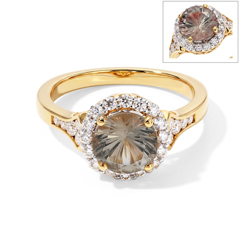 D'Joy Hanabi Cut Premium Turkizite and Moissanite 1.90 ctw Ring in 18K Vermeil Yellow Gold Over Sterling Silver (Size 6.0)