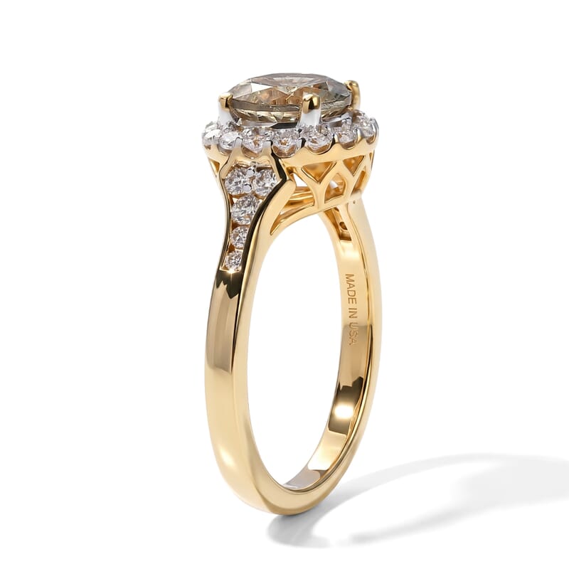 D'Joy Hanabi Cut Premium Turkizite and Moissanite 1.90 ctw Ring in 18K Vermeil Yellow Gold Over Sterling Silver (Size 6.0)