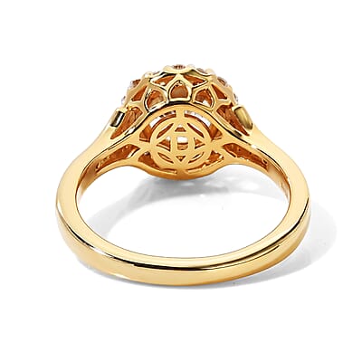 D'Joy Hanabi Cut Premium Turkizite and Moissanite 1.90 ctw Ring in 18K Vermeil Yellow Gold Over Sterling Silver (Size 6.0)