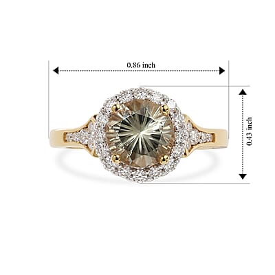 D'Joy Hanabi Cut Premium Turkizite and Moissanite 1.90 ctw Ring in 18K Vermeil Yellow Gold Over Sterling Silver (Size 6.0)