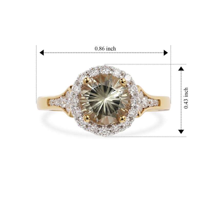 D'Joy Hanabi Cut Premium Turkizite and Moissanite 1.90 ctw Ring in 18K Vermeil Yellow Gold Over Sterling Silver (Size 6.0)