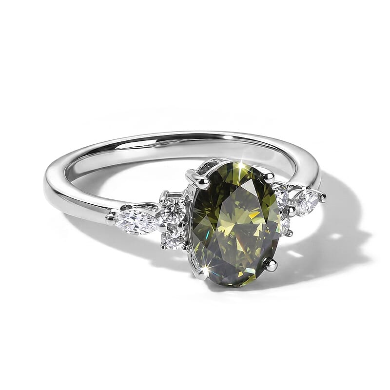 SGL Certified Luxuriant Lab Grown Green Diamond (IR) and Lab Grown Diamond VS 2.30 ctw Garden Crown Ring in 950 Platinum (Size 6.0) 5.40 Grams
