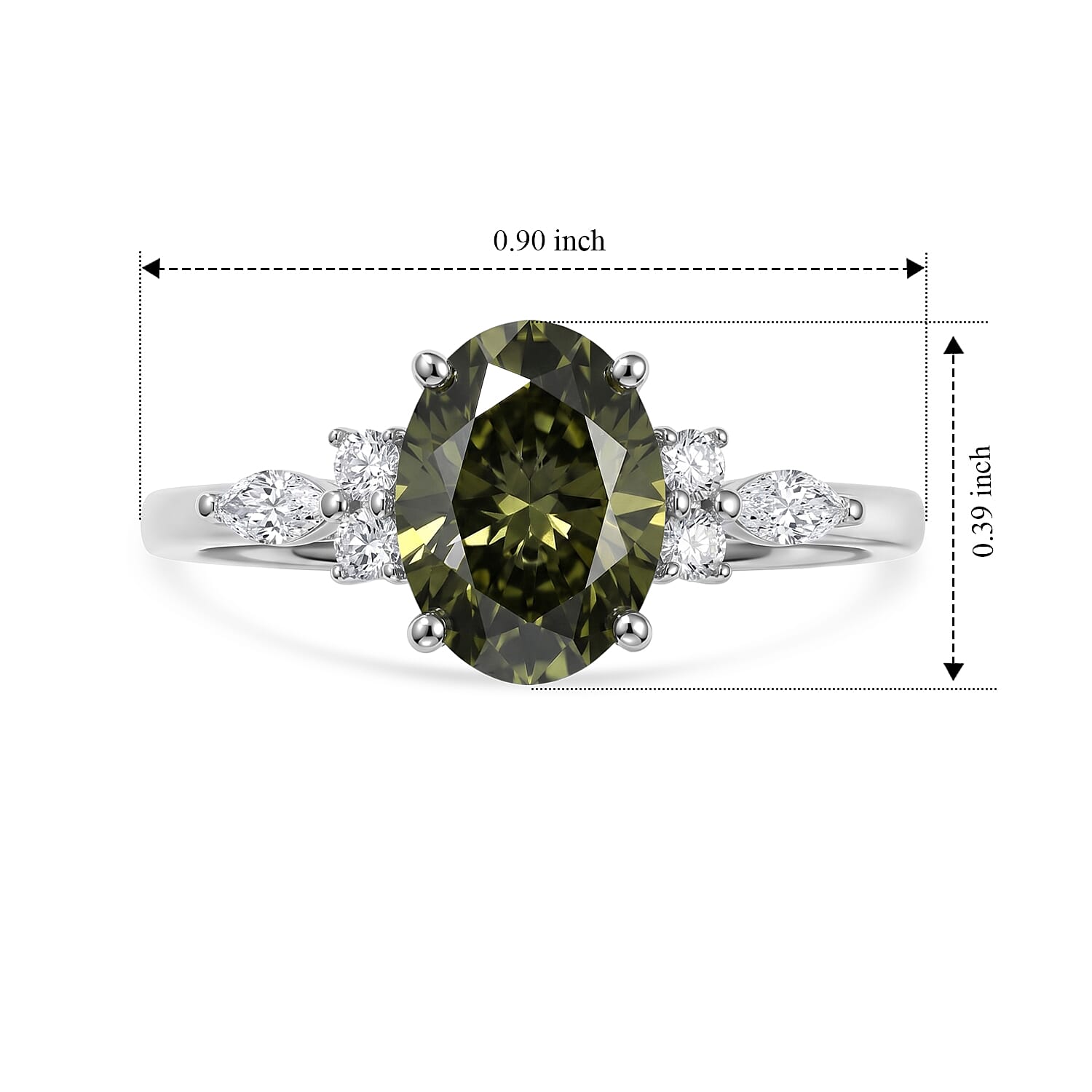SGL Certified 950 Platinum Luxuriant Lab Grown Green Diamond (IR) and Lab Grown Diamond (E-F, VS) Solitaire 2.30 ctw Garden Crown Ring (Size 6.0)