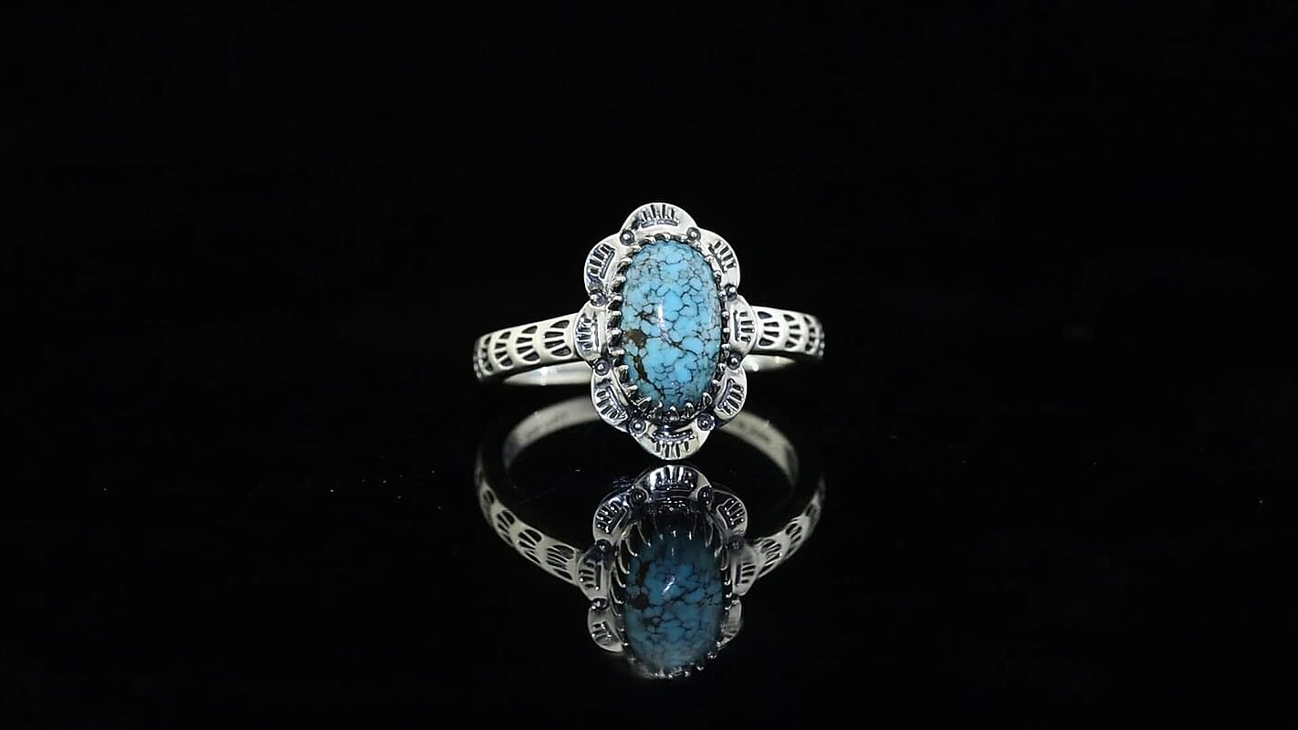 D'Joy Artisan Crafted Premium Spiderweb Turquoise Ring in Sterling Silver (Size 10.0) 1.65 ctw