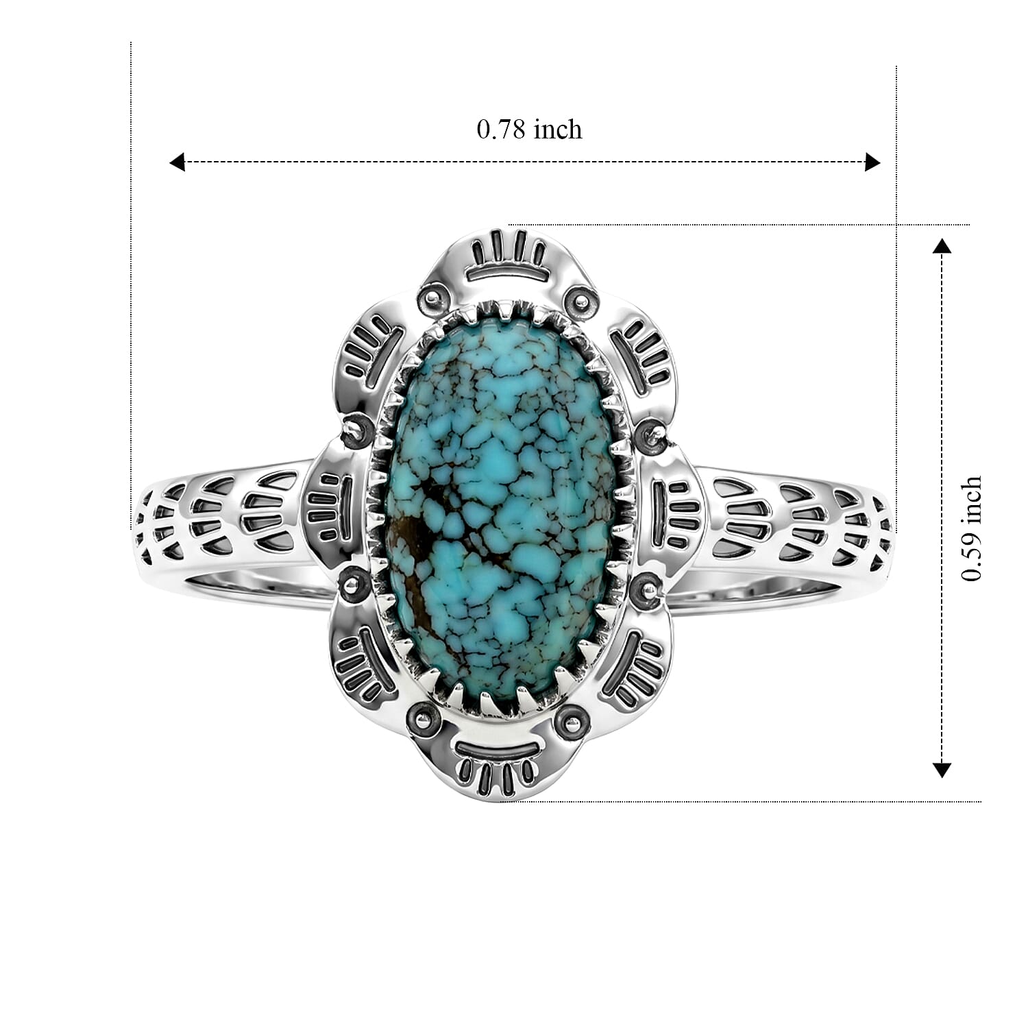 D'Joy Artisan Crafted Premium Spiderweb Turquoise 1.65 ctw Ring in Sterling Silver (Size 7.0)