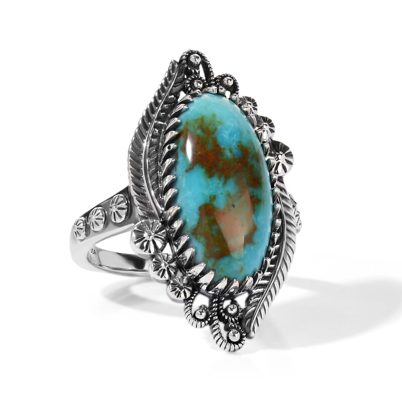 D'Joy Artisan Crafted Premium Royston Turquoise 6.80 ctw Ring in Sterling Silver (Size 6.0)
