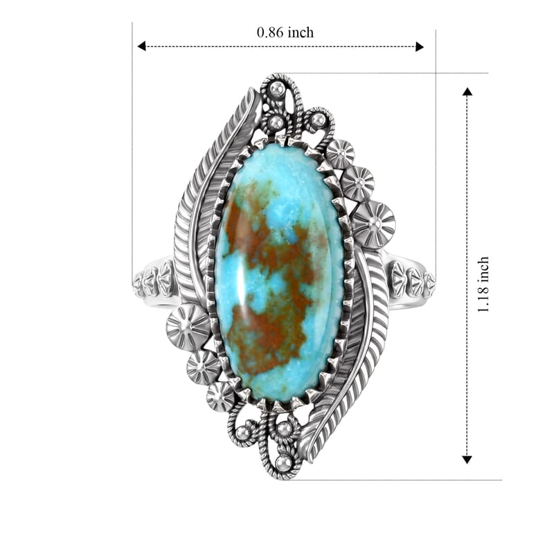 D'Joy Artisan Crafted Premium Royston Turquoise 6.80 ctw Ring in Sterling Silver (Size 6.0)