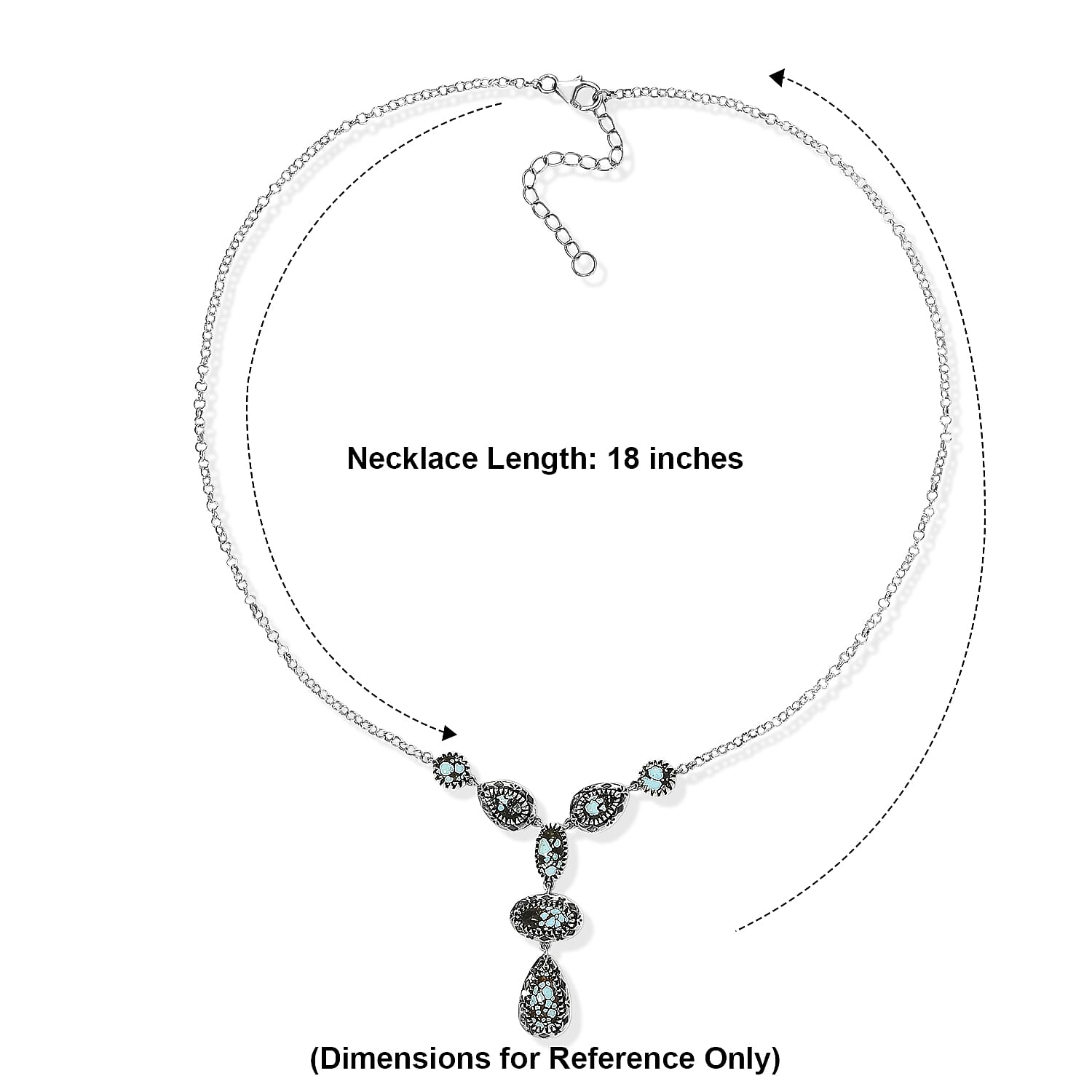 D'Joy Artisan Crafted Premium Spiderweb Turquoise 8.00 ctw Necklace in Sterling Silver 18-20 Inches