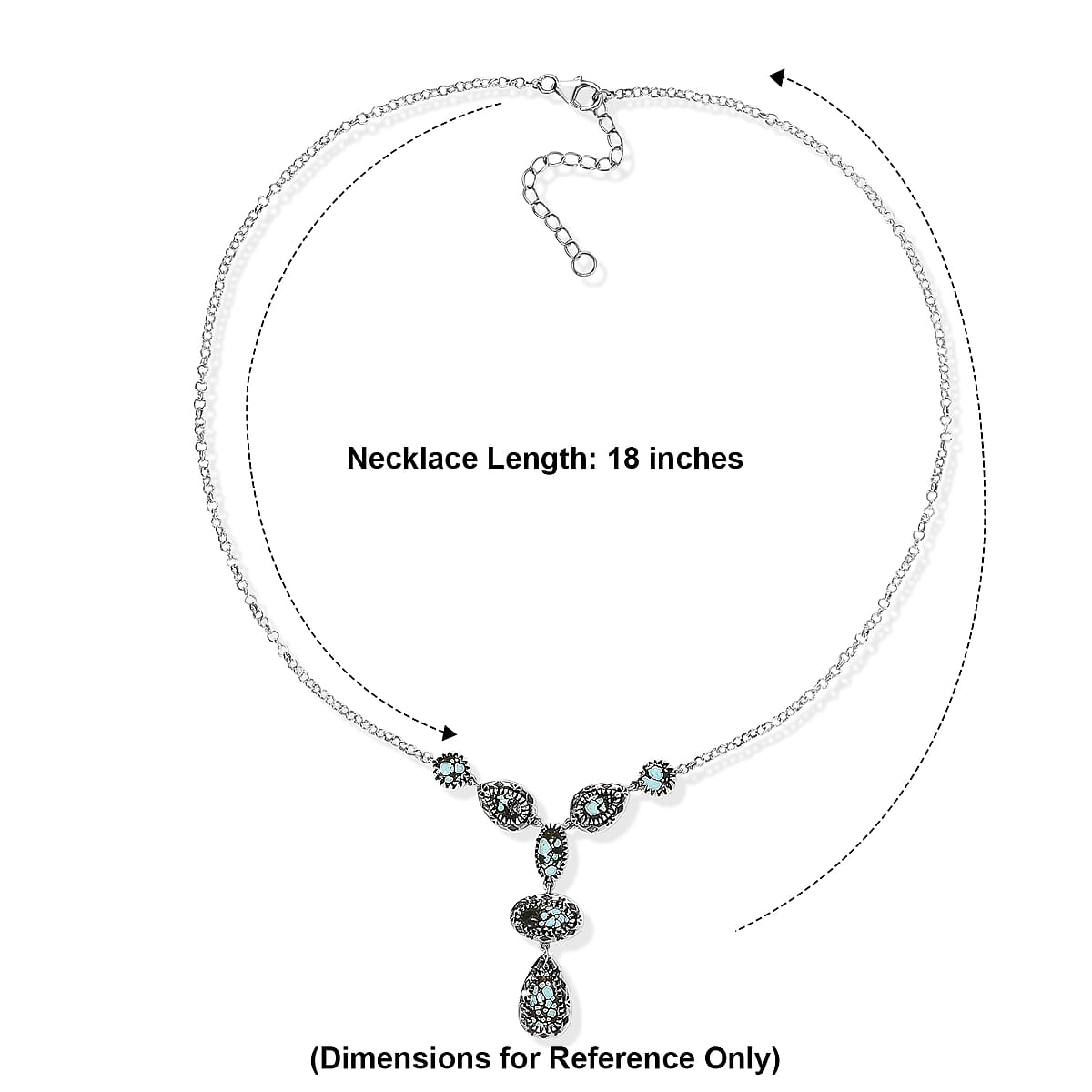 D'Joy Artisan Crafted Premium Spiderweb Turquoise 8.00 ctw Necklace in Sterling Silver 18-20 Inches image number 2