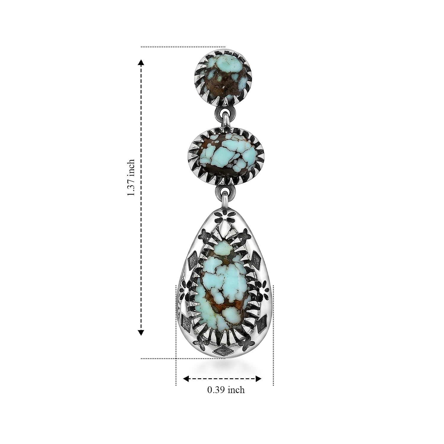 D'Joy Artisan Crafted Premium Spiderweb Turquoise 4.50 ctw Earrings in Sterling Silver
