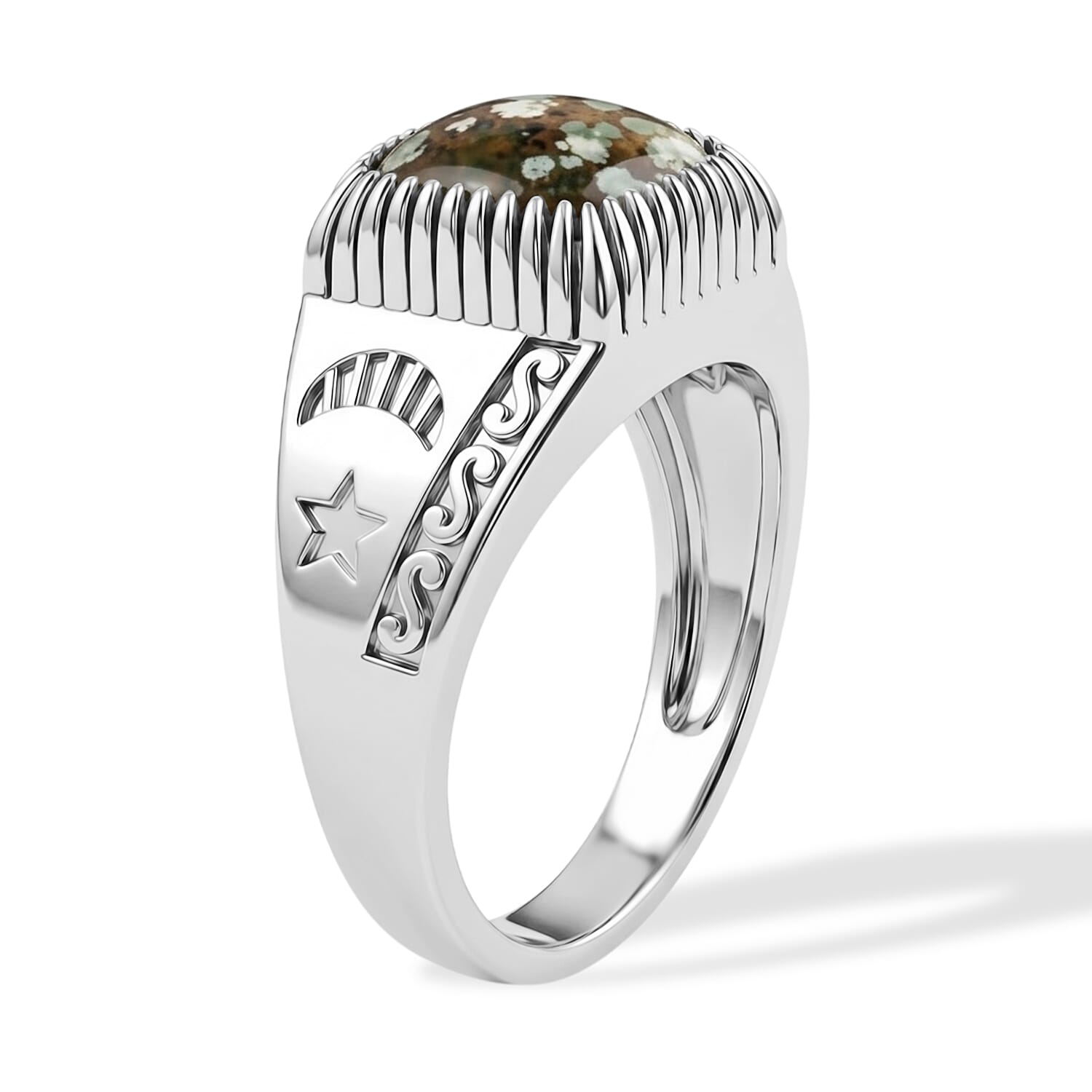 D'Joy Artisan Crafted Spiderweb Turquoise 5.40 ctw Men's Ring in Sterling Silver (Size 10.0)