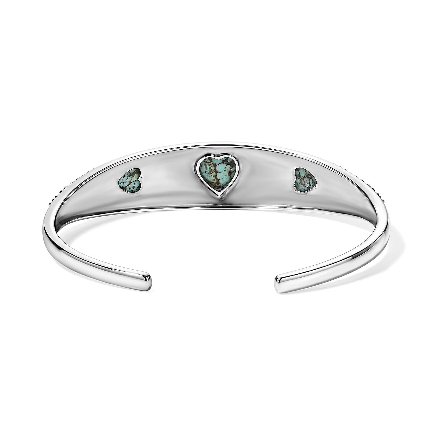 D'Joy Artisan Crafted Premium Spiderweb Turquoise 5.60 ctw Cuff Bracelet in Sterling Silver (7.25 In)