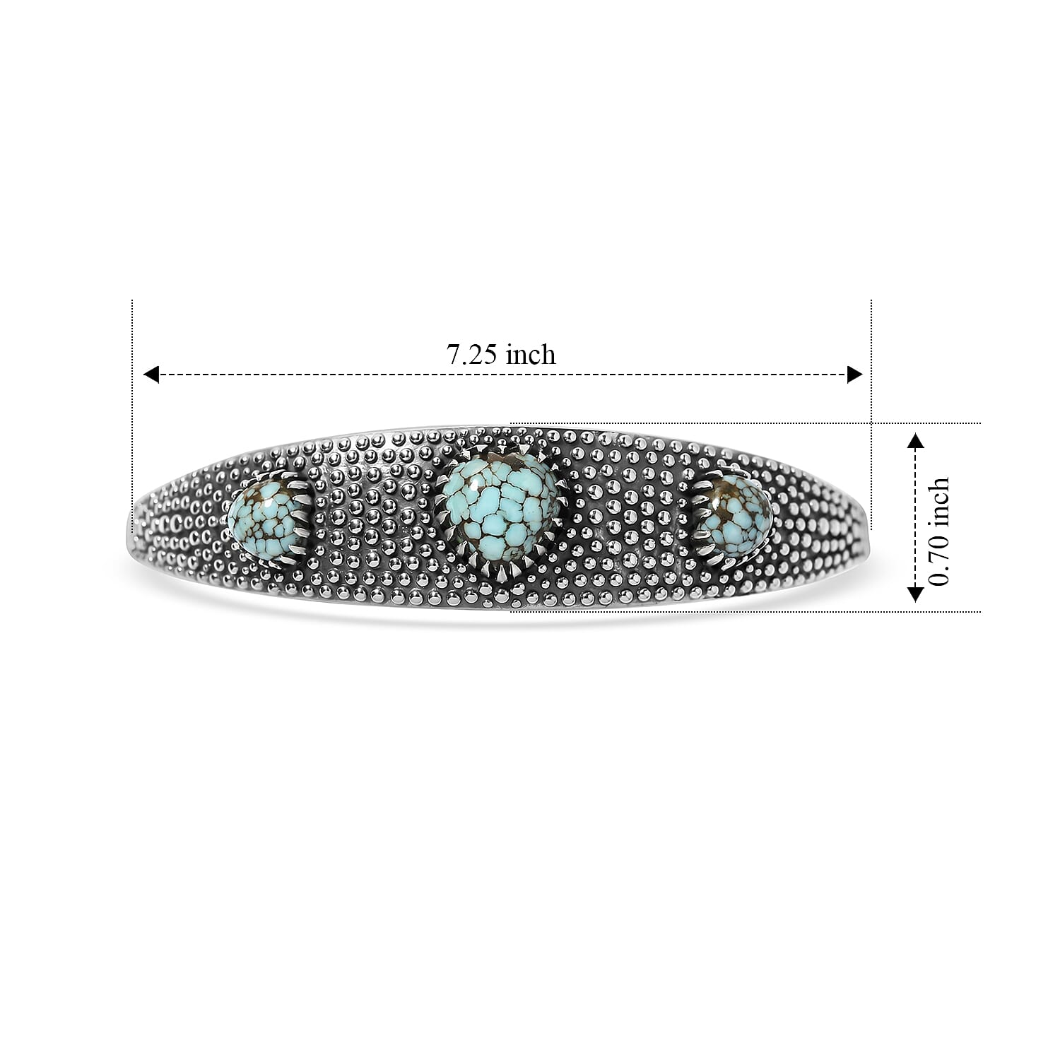 D'Joy Artisan Crafted Premium Spiderweb Turquoise 5.60 ctw Cuff Bracelet in Sterling Silver (7.25 In)