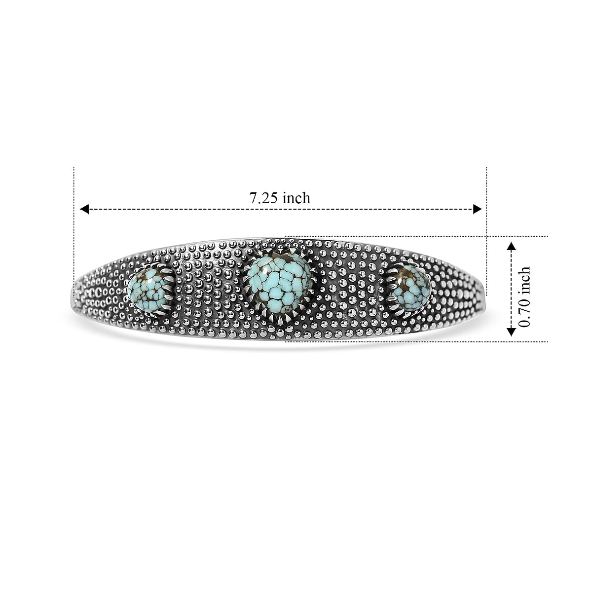 D'Joy Artisan Crafted Premium Spiderweb Turquoise 5.60 ctw Cuff Bracelet in Sterling Silver (7.25 In) image number 3