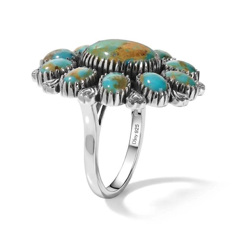 D'Joy Artisan Crafted Premium Royston Turquoise Ring in Sterling Silver (Size 5.0) 9.50 ctw
