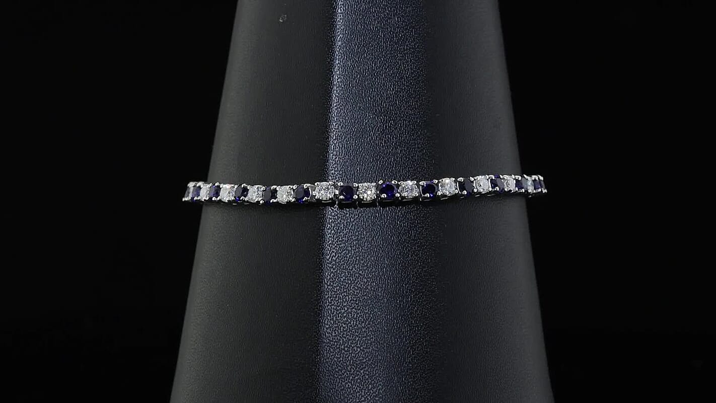 EverTrue Lab Grown Ruby and Moissanite 6.90 ctw Cluster Bracelet in Platinum Bond (7.25 In)